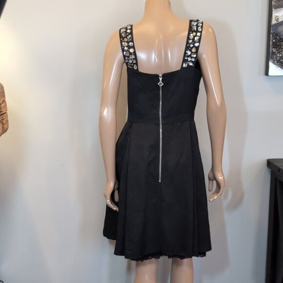 PINK TARTAN Fit & Flare Dress Sleeveless Pleated Jeweled Scoop Neck Cocktail LBD - Picture 9 of 16